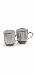 1x2 Bredemeijer Mugs Ingo  450ml Tassen Steingut weiße Str.147081