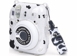 LoveInstant Pouzdro pro FujiFilm Fuji INSTAX Mini 12 + samolepky a kapsa na fotografie / Kráva / Třpytky