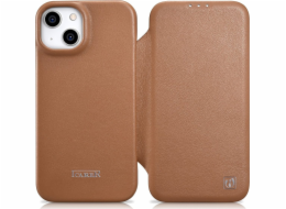 iCarer iCarer CE Premium Leather Folio Case pro iPhone 14 Plus, kožené pouzdro s magnetickým flipem MagSafe, hnědé (WMI14220715-BN)