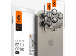 Spigen Spigen Glass tR EZ Fit Optik Pro 2 ks, přírodní titan - iPhone 15 Pro/15 Pro Max