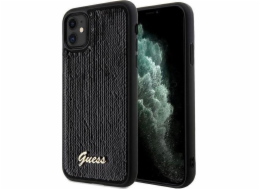 Guess Guess GUHCN61PSFDGSK pevný kryt pro iPhone 11 / Xr 6.1 černý/černý s flitrovanými textilními motivy, kovový