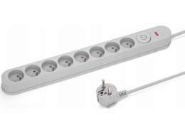 Montis Přepěťová ochrana Power Strip, šedá, 8zásuvková prodlužovací lišta 1,5 m, MONTIS MT139-1,5