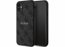 Guess Guess GUHMN61G4GFRK pevný kryt pro iPhone 11 6.1 / Xr černý/černý, kolekce 4G, kůže, kovové logo, MagSafe