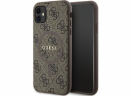 Guess Guess GUHMN61G4GFRW pevný kryt pro iPhone 11 6.1 / Xr hnědý/hnědý 4G Collection kožený kovový logo MagSafe