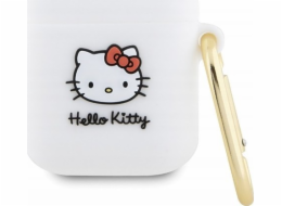 Sourcing Silikonový kryt Hello Kitty HKA23DKHSH na Airpods 1/2, bílý/bílý, s 3D hlavou kočky.