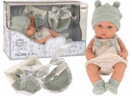 LeanToys Roztomilá panenka s čepicí, zelený svetr a klobouk 30 cm