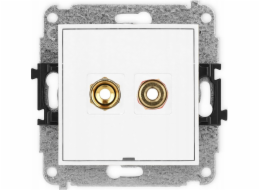 Karlik Reproduktorová zásuvka Karlik Mini MGGBO-4 bez pole pro banánkový štítek - červenočerná, pozlacená, 4 mm2, kroucená bílá