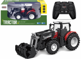 LeanToys Červený traktor na dálkové ovládání 2,4 G s posuvnou lopatou 1:24