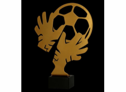 Victoria Sport Kovová trofej s mramorovým podstavcem - brankářská rukavice + míč - ver. 2