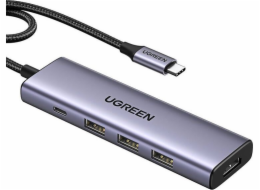 Ugreen USB HUB Hub USB-C Ugreen CM511, HDMI 4K 60Hz, 3x USB 3.0 5Gbps, PD 100W (stříbrný)