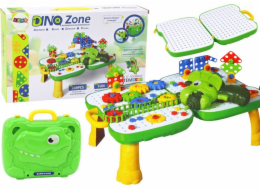 LeanToys Kufr na stůl DIY sada puzzle bloky dinosaurus šroubovák 249 dílků.