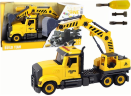 LeanToys Skládací auto s jeřábem žluté barvy