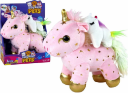 LeanToys Plyšový uspávací jednorožec Lullaby s růžovými hvězdičkami