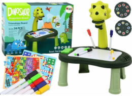 LeanToys kreslicí projektor dinosaurus stolní hra 2v1 čínští hadi zelená