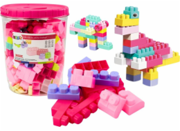 LeanToys Blocks In Bucket Educational Big Construction Set Pink 160 dílků.