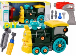 LeanToys DIY kreslená lokomotiva s otočným motivem zelená