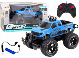 LeanToys RC terénní auto 1:14 27MHz modré dálkové ovládání gumová kola