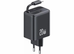 Usams Nabíječka Síť nabíječek USAMS. 1x USB-C s navíjecím kabelem USB-C Navíjecí PD+QC 20W Gan Rychlé nabíjení černá/černá YC řada CC233TC01 (US-CC233)