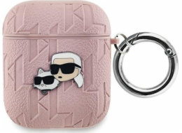 Karl Lagerfeld Karl Lagerfeld KLA2PGKCPP Kryt na AirPods 1/2 růžový s monogramem a hlavou Karla a Choupette