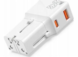 MOBILE&nbsp;ORIGIN&nbsp;Cestovní&nbsp;adaptér&nbsp;25W,&nbsp;EU/US/UK/AU,&nbsp;bílý&nbsp;(TAD25-2P-WHT)