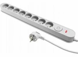 Plastrol Prodlužovací lišta Filtr W-00024 s přepěťovou ochranou, osm zásuvek, vypínač, šedá