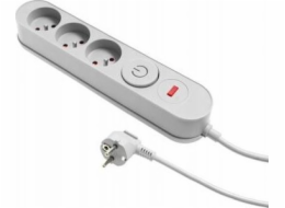 Plastrol Prodlužovací lišta Filtr W-00016 s přepěťovou ochranou, tři zásuvky, vypínač, šedá