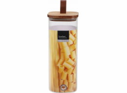 Excellent Houseware Skleněná dóza s dřevěným víkem, vzduchotěsné uzavření