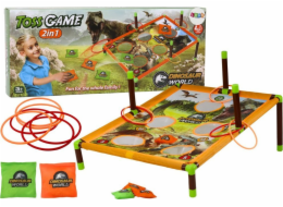LeanToys Hrací taška na dovednostní hry, házecí obruč 2v1, desková hra s dinosaury