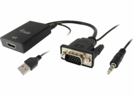 Equip Vybavit AV adaptér Vybavit VGA auf HDMI adaptér, se zvukem, černý, 15 cm
