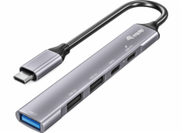 Equip HUB USB Equip Dock USB-C->1xUSB-C,1xUSB3.0,2xUSB2.0,100WPD 0,15m sivý