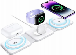 Vega BEZDRÁTOVÁ NABÍJEČKA MAGSAFE MULTIFUNKČNÍ 3v1 PRO TELEFON, SLUCHÁTKA A HODINKY