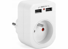 Montis Rozbočovač s uzemněním 1p+Z 2xUSB 2.1A Montis MT092 bílý