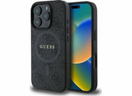 Guess Guess GUHMP16LG4GFRK pevný kryt pro iPhone 16 Pro 6.3 černý/černý 4G kroužek s klasickým logem MagSafe