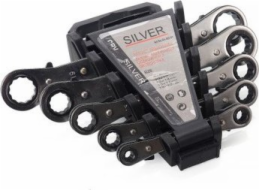 Silver Stříbrný očkový klíč s ráčnou, 5 ks. (6–22 mm)