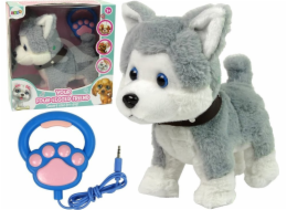 LeanToys Plyšový pes Husky Interaktivní vzdělávací vodítko Písničky Procházky