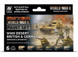 Vallejo Vallejo: 70.208 - Model Color - Pouštní britské a německé obrněné jednotky a pěchota z druhé světové války (6 x 18 ml)
