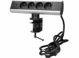 Orno Nábytková zásuvka s montážním držákem, USB nabíječkou a 1,8m kabelem, 4x2P+Z, 2xUSB