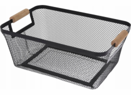Storage Solutions Kovový košík s dřevěnými rukojeťmi, 30,5 x 21,5 x 14 cm