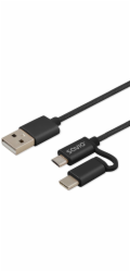 Savio CL-128 USB kabel USB 2.0 1 m USB A USB C/Micro-USB A Černá