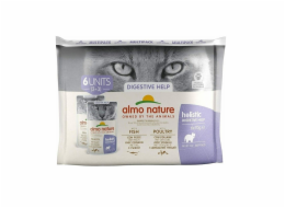 ALMO NATURE Digestive Multipack Poultry and fish - mokré krmivo pro kočky - 6x70g