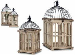Gift Decor Dárková dekorace klec čtvercová dřevěná přírodní (2 kusy)