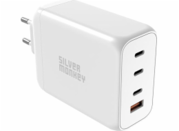 Silver Monkey Nabíječka GaN SMA154 200W 3xUSB-C PD USB-A QC 3.0 - bílá