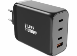 Silver Monkey Nabíječka Nabíječka Silver Monkey GaN SMA153 200W 3xUSB-C PD USB-A QC 3.0 - Černá