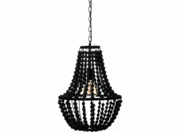 Atmosphera Závěsná lampa GOYA s korálkovým lustrem, dřevěná, černá