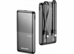 AWEI Powerbanka 10000mAh P76K 22,5W 4 nabíjecí výstupy dva kabely