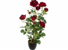 Atmosphera Umělá rostlina v květináči růžový keř, 74 cm, červená