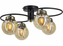 Mdeco Elem Salsa 2216/4 BL 21QG stropní svítidlo stropní svítidlo 4x60W E27 černá/jantarová/mosaz