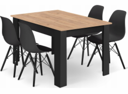 Leobert Set obdélníkový stůl 120x80 řemeslný + 4 židle OSAKA černá