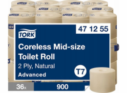 Tork Tork – Role toaletního papíru bez dutinky, T7, Advanced, 2vrstvá, 36 × 900 listů – přírodní