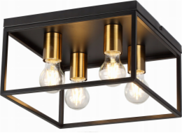 NoName Stropní svítidlo Reality Cage 638704-02, stropní svítidlo 4x40W E27, černé/zlaté